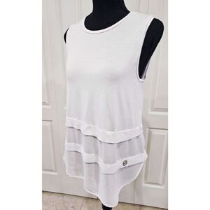 MICHAEL KORS Layered White Tunic Tank Sleeveless Blouse Size Small w/ MK Logo